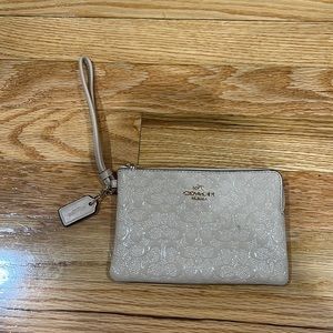 Tan Coach Shiny Wristlet